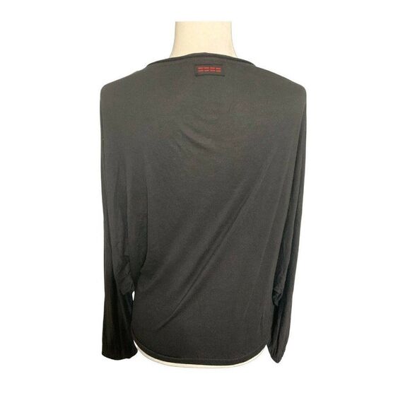 peace love world womens solid black long sleeve top small - Picture 2 of 3